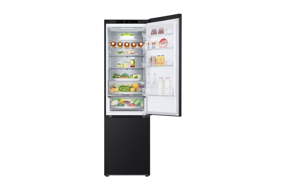 LG Külmik  | 2.03m | 387L | Must | D klass | DoorCooling | Total No Frost | GBV5240DEP, Front top open door with food , GBV5240DEP, thumbnail 2