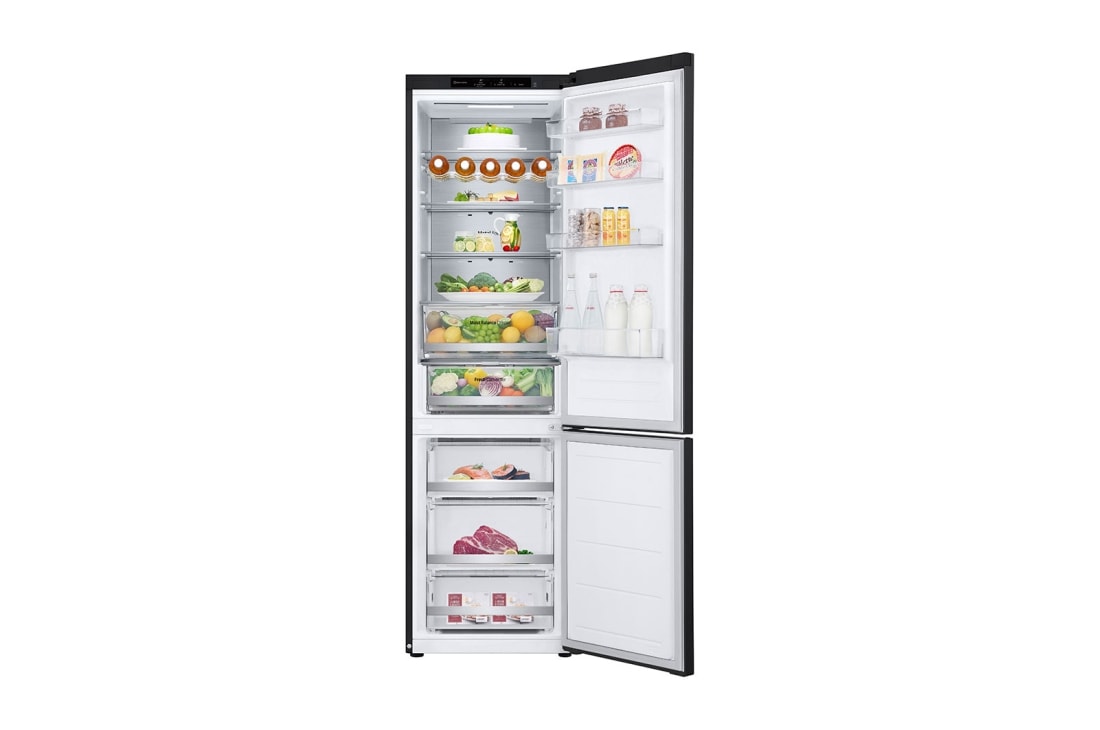 LG Külmik  | 2.03m | 387L | Must | D klass | DoorCooling | Total No Frost | GBV5240DEP, Front all open door with food , GBV5240DEP, thumbnail 3