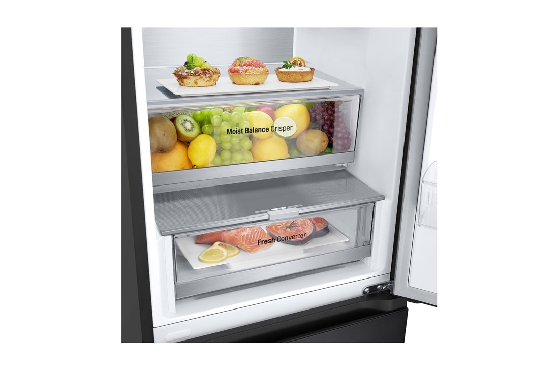 LG Külmik  | 2.03m | 387L | Must | D klass | DoorCooling | Total No Frost | GBV5240DEP, Drawer with foods , GBV5240DEP, thumbnail 11