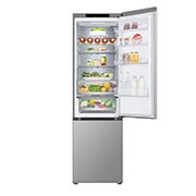 LG külmik sügavkülmikuga põhjas | 2.03m | 387L | Hõbedane | C klass | DoorCooling+™ | Fresh Converter™, Front view with top door open , GBV5240CPY, thumbnail 4