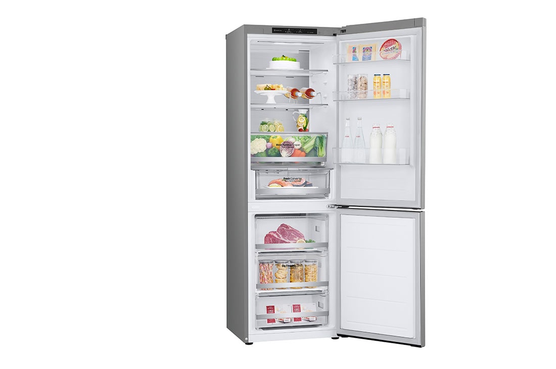 LG Külmik&nbsp; | 1.86m | 344L | Hõbedane | C&nbsp;klass | DoorCooling | Total No Frost | GBV5140CPY, Left side view with food , GBV5140CPY, thumbnail 11