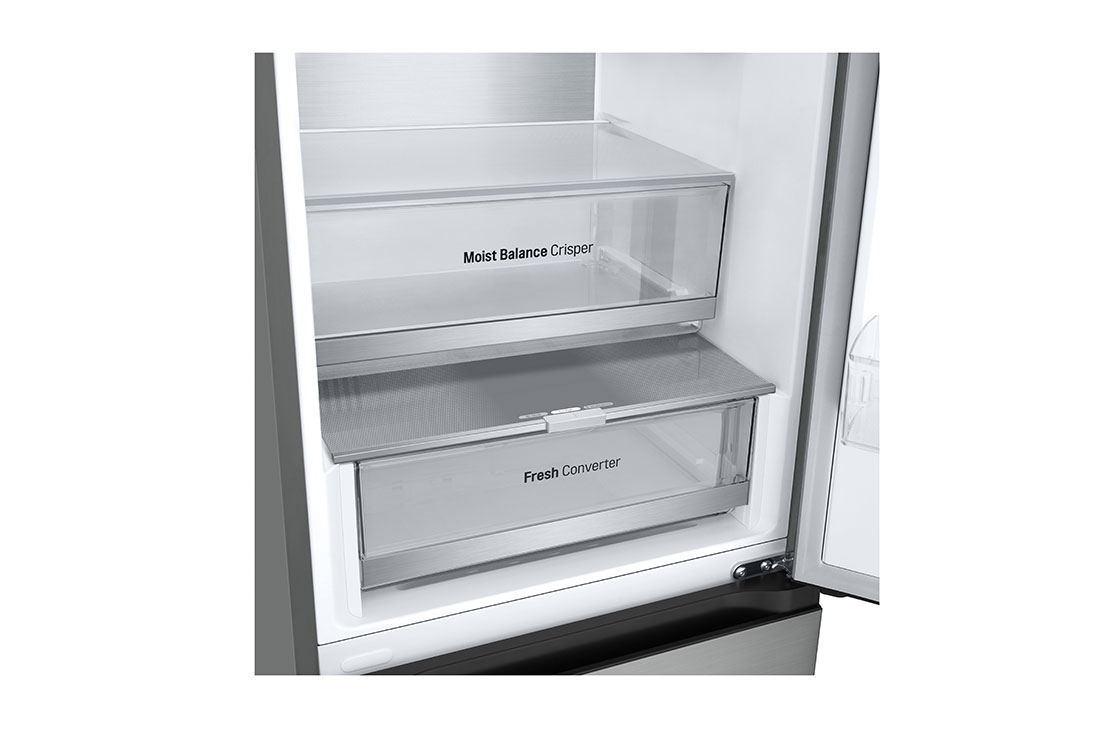 LG külmik sügavkülmikuga põhjas | 1.86m | 344L | Hõbedane | D klass | DoorCooling+™ | Fresh Converter™, drawer view, GBV5140DPY, thumbnail 8