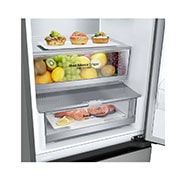 LG külmik sügavkülmikuga põhjas | 1.86m | 344L | Hõbedane | D klass | DoorCooling+™ | Fresh Converter™, drawer view with food, GBV5140DPY, thumbnail 3