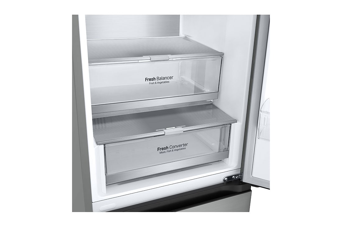 LG külmik sügavkülmikuga põhjas | 1.86m | 344L | Hõbedane | C klass | DoorCooling+™ | Fresh Converter™, bottom perspective without food, GBV7180CPY, thumbnail 6