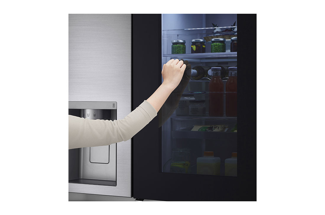 LG multi door külmik | InstaView Door-in-Door | 635L | kõrgus 1.79m | laius 91.3cm | Hõbedane | E energiaklass | WiFi | DoorCooling | Total No Frost | GSXV91PZAE, top door detail view , GSXV91PZAE, thumbnail 6