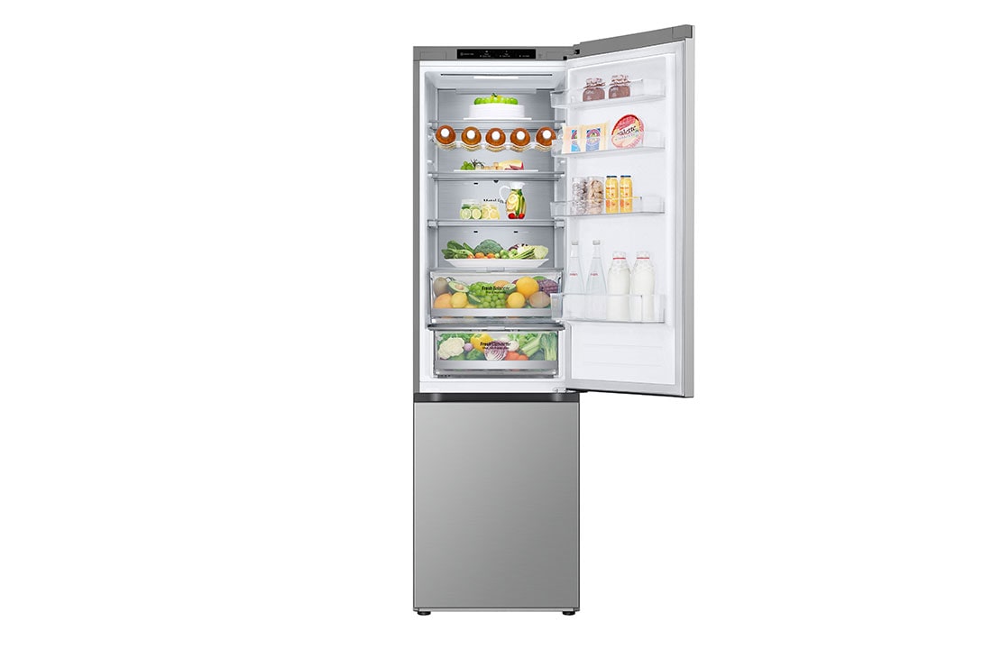 LG külmik sügavkülmikuga põhjas | 2.03m | 387L | Hõbedane | D klass | DoorCooling+™ | Fresh Converter™, Right side open door with food, GBV7280DPY, thumbnail 11