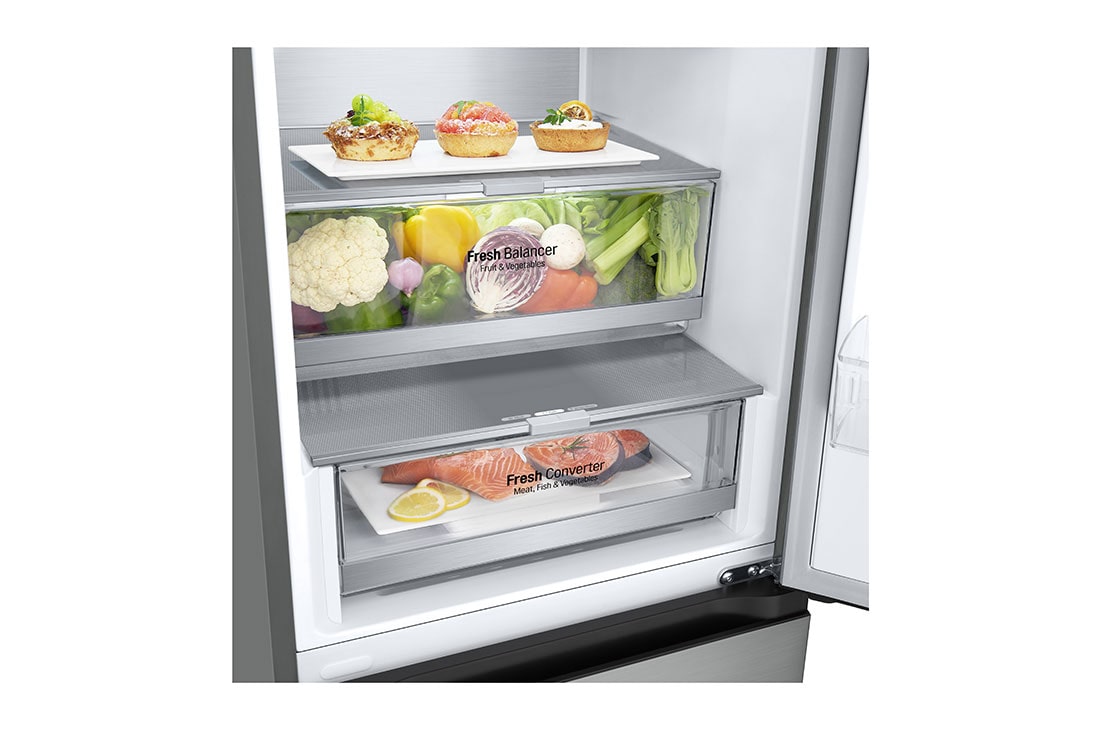LG külmik sügavkülmikuga põhjas | 2.03m | 387L | Hõbedane | D klass | DoorCooling+™ | Fresh Converter™, Front all open , GBV7280DPY, thumbnail 4
