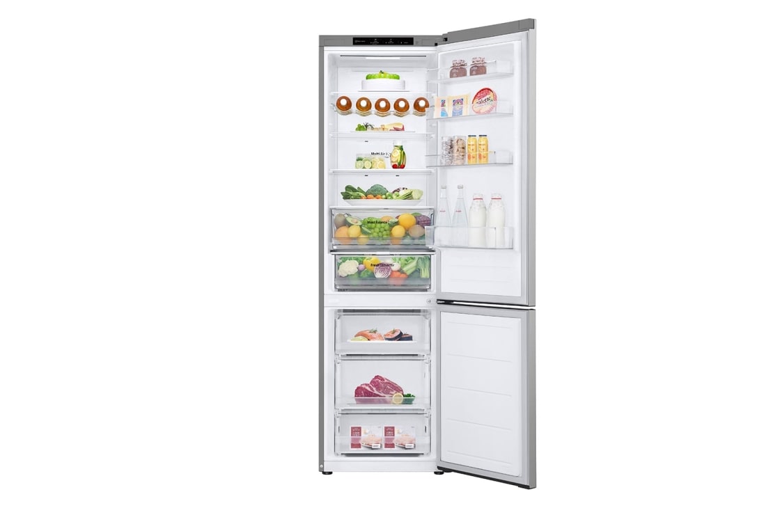 LG Külmik&nbsp; | 2.03m | 387L | Hõbedane | C&nbsp;klass | DoorCooling | Total No Frost | GBV3200CPY, Front door open view with food, GBV3200CPY, thumbnail 2