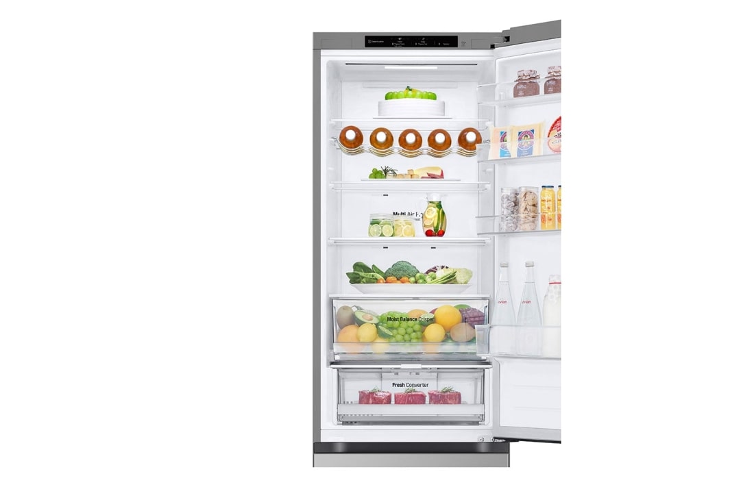 LG Külmik&nbsp; | 2.03m | 387L | Hõbedane | C&nbsp;klass | DoorCooling | Total No Frost | GBV3200CPY, Shelf view with food, GBV3200CPY, thumbnail 7