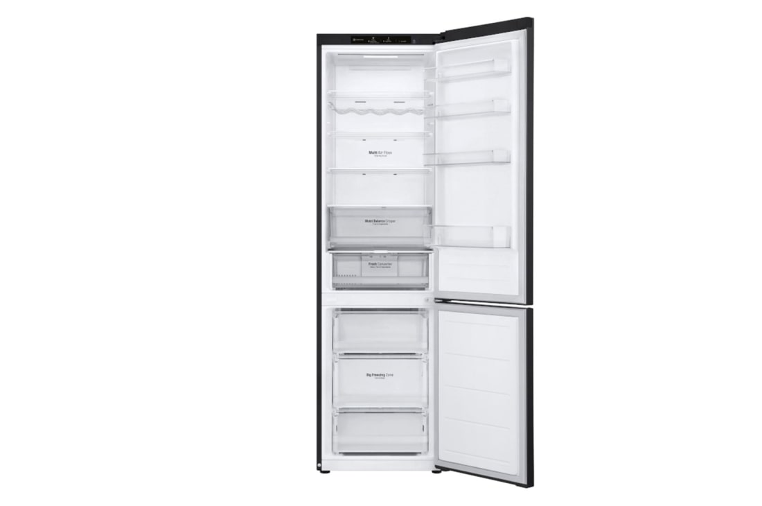 LG Külmik&nbsp; | 2.03m | 387L | Must | &nbsp;D&nbsp;klass | DoorCooling | Total No Frost | GBV3200DEP, front view with door open, GBV3200DEP, thumbnail 3