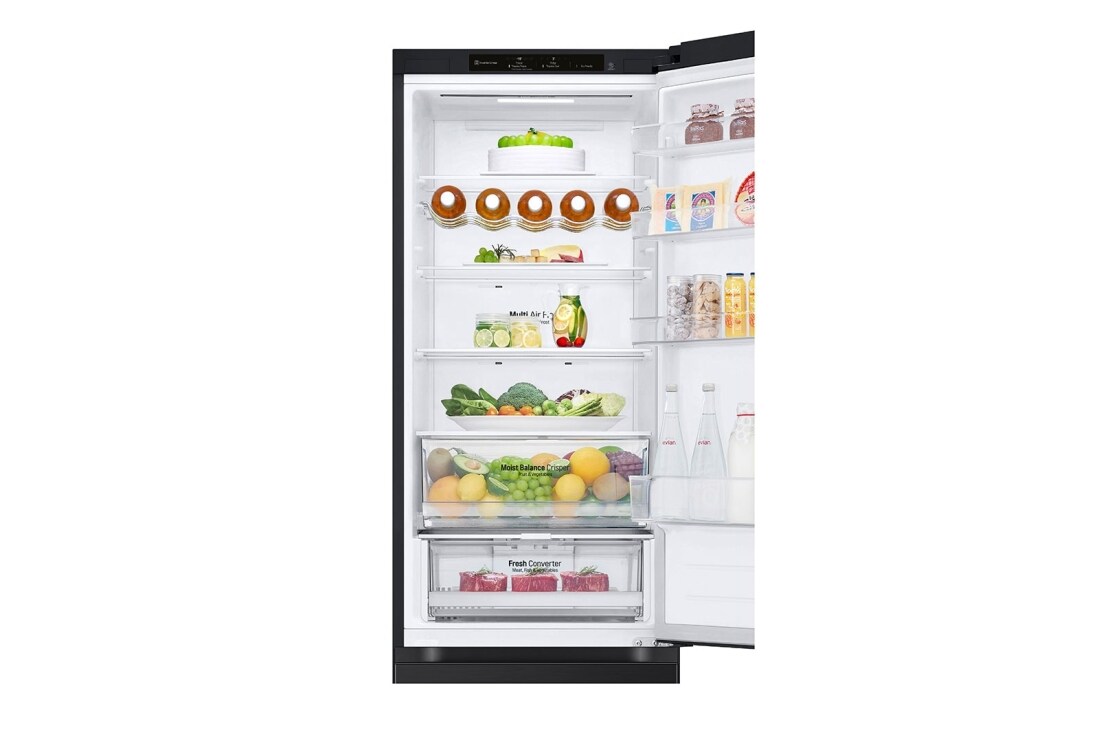 LG Külmik&nbsp; | 2.03m | 387L | Must | &nbsp;D&nbsp;klass | DoorCooling | Total No Frost | GBV3200DEP, top door open with food, GBV3200DEP, thumbnail 5