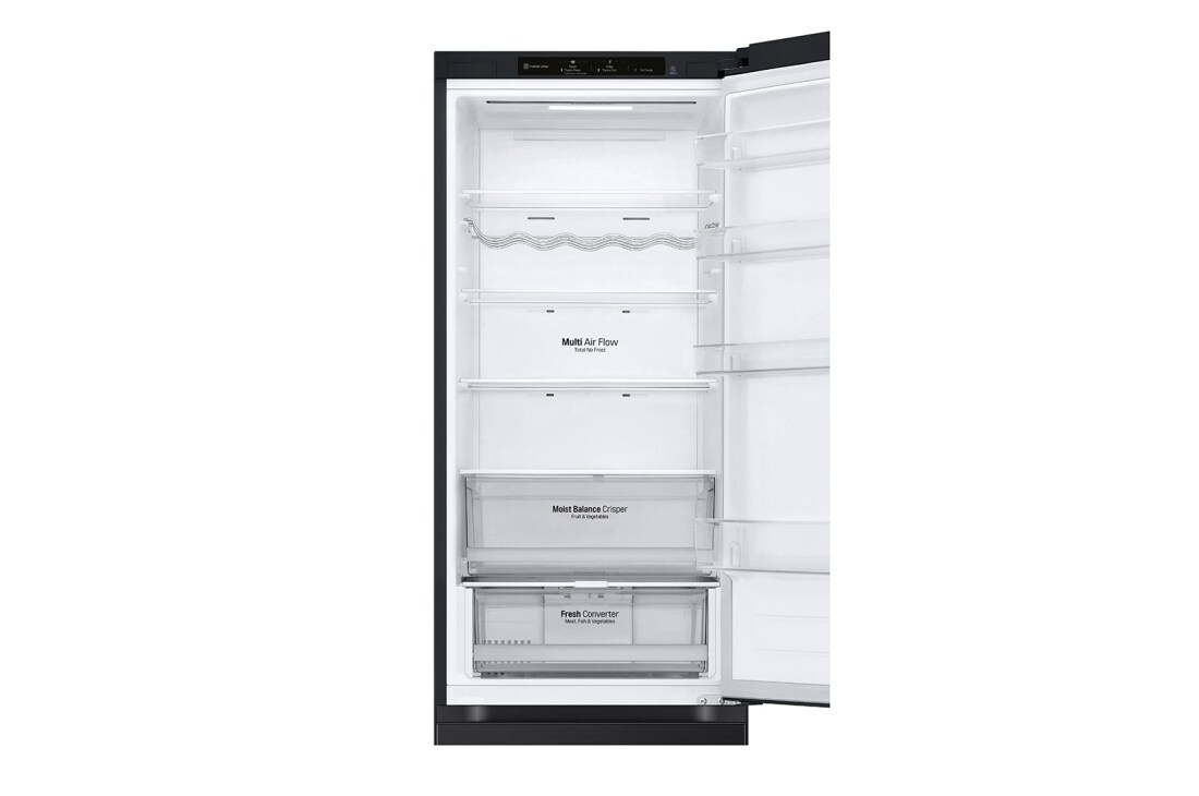 LG Külmik&nbsp; | 2.03m | 387L | Must | &nbsp;D&nbsp;klass | DoorCooling | Total No Frost | GBV3200DEP, top door open, GBV3200DEP, thumbnail 6
