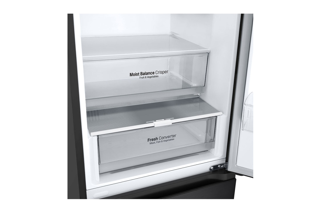 LG Külmik&nbsp; | 2.03m | 387L | Must | &nbsp;D&nbsp;klass | DoorCooling | Total No Frost | GBV3200DEP, bottom view with door open, GBV3200DEP, thumbnail 10
