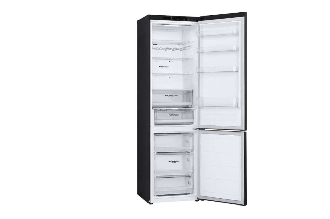 LG Külmik&nbsp; | 2.03m | 387L | Must | &nbsp;D&nbsp;klass | DoorCooling | Total No Frost | GBV3200DEP, right side view with door open, GBV3200DEP, thumbnail 12