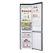 LG Külmik&nbsp; | 2.03m | 387L | Must | &nbsp;D&nbsp;klass | DoorCooling | Total No Frost | GBV3200DEP, front view with door open with food, GBV3200DEP, thumbnail 2