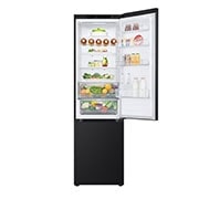 LG Külmik&nbsp; | 2.03m | 387L | Must | &nbsp;D&nbsp;klass | DoorCooling | Total No Frost | GBV3200DEP, front view with top door open with food, GBV3200DEP, thumbnail 4