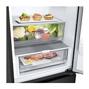 LG Külmik&nbsp; | 2.03m | 387L | Must | &nbsp;D&nbsp;klass | DoorCooling | Total No Frost | GBV3200DEP, bottom view with door open with food, GBV3200DEP, thumbnail 9