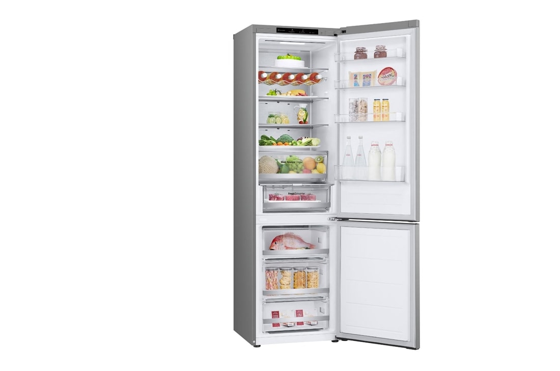 LG Külmik  | 2.03m | 387L | Hõbedane | D klass | DoorCooling | Total No Frost | GBV5240DPY, Left-Door-Open-With-Content, GBV5240DPY, thumbnail 11