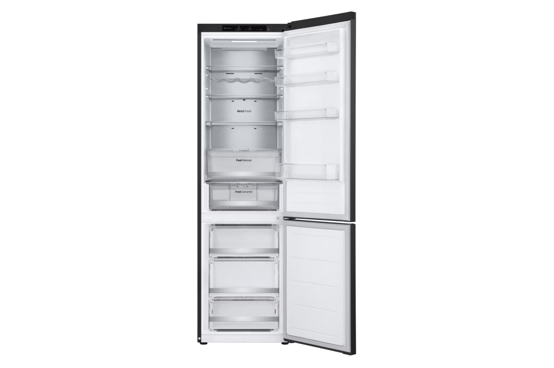 LG Külmik  | 2.03m | 387L | Must |  B klass | DoorCooling | Total No Frost | GBV7280BEV, front view with door open, GBV7280BEV, thumbnail 3