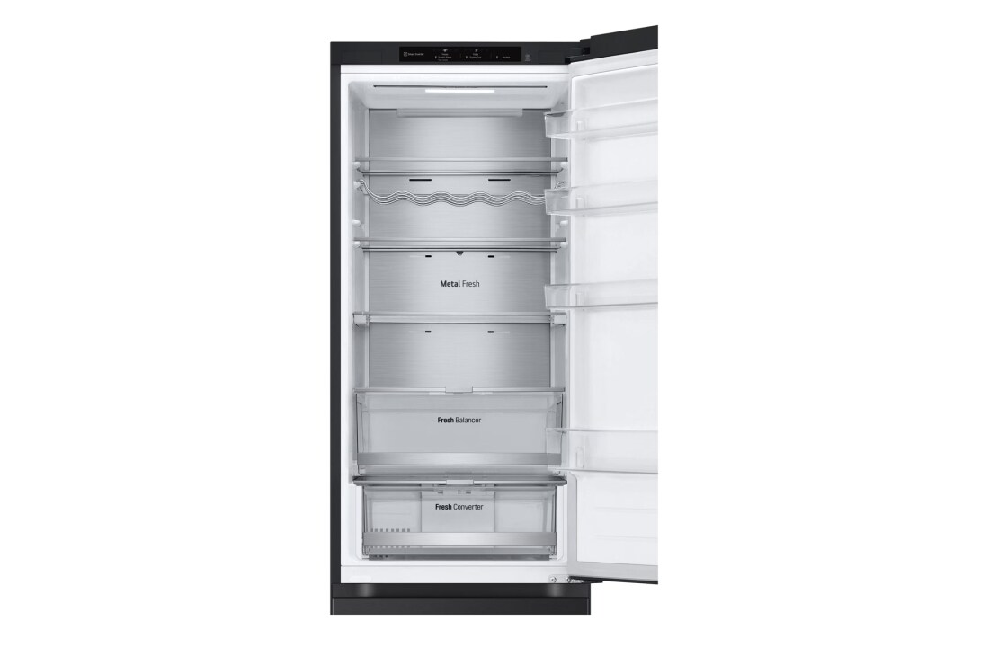 LG Külmik  | 2.03m | 387L | Must |  B klass | DoorCooling | Total No Frost | GBV7280BEV, top door open, GBV7280BEV, thumbnail 6