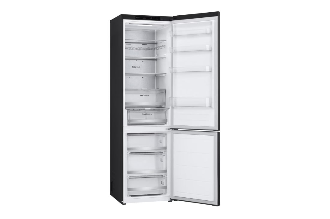 LG Külmik  | 2.03m | 387L | Must |  B klass | DoorCooling | Total No Frost | GBV7280BEV, right side view with door open, GBV7280BEV, thumbnail 12