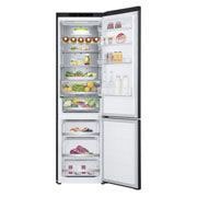 LG Külmik  | 2.03m | 387L | Must |  B klass | DoorCooling | Total No Frost | GBV7280BEV, front view with door open with food, GBV7280BEV, thumbnail 2