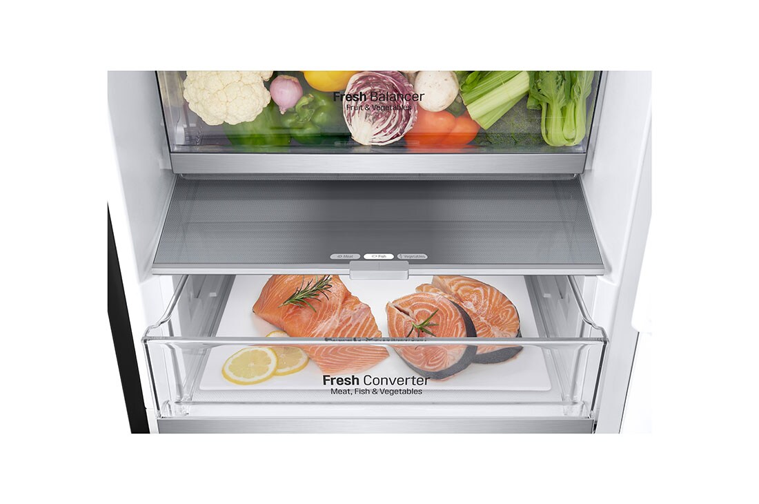 LG külmik sügavkülmikuga põhjas | 2.03m | 387L | Must | D klass | DoorCooling+™ | Fresh Converter™, Bottom drawer with food, GBV7280DEV, thumbnail 6
