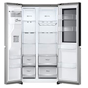 LG multi door külmik | InstaView Door-in-Door | 635L | kõrgus 1.79m | laius 91.3cm | Hõbedane | E energiaklass | WiFi | DoorCooling | Total No Frost | GSGV80PYLL, front door open, GSGV80PYLL, thumbnail 4
