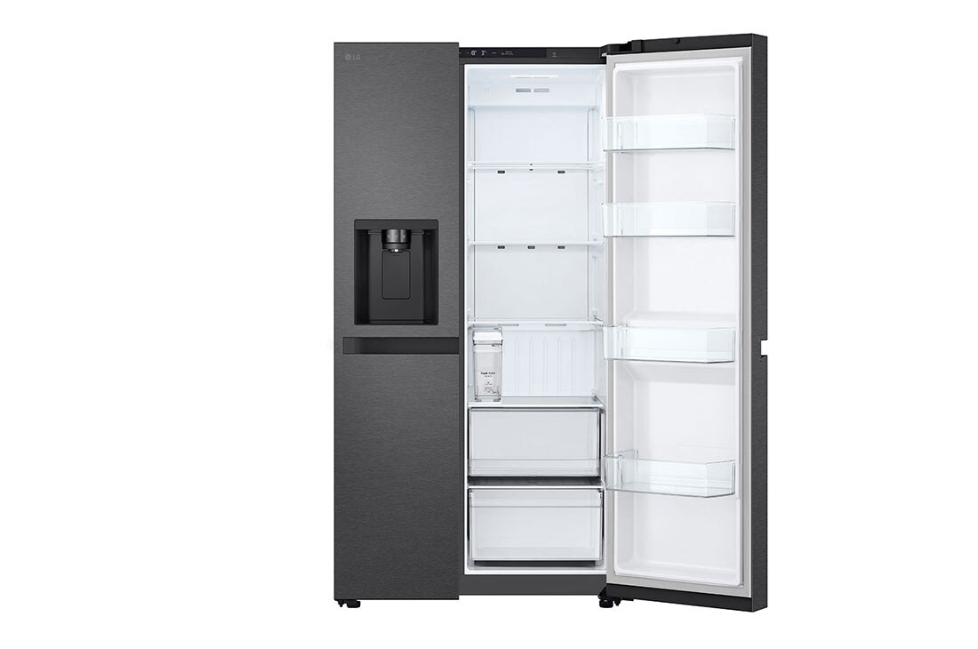 LG Side-by-Side külmikud | kõrgus 1.79m | laius 91.4cm | 661L | Must | E klass | Express Cool | Ice & Water Dispenser , jaoturi eestvaade, GSLC41EPPE, thumbnail 5