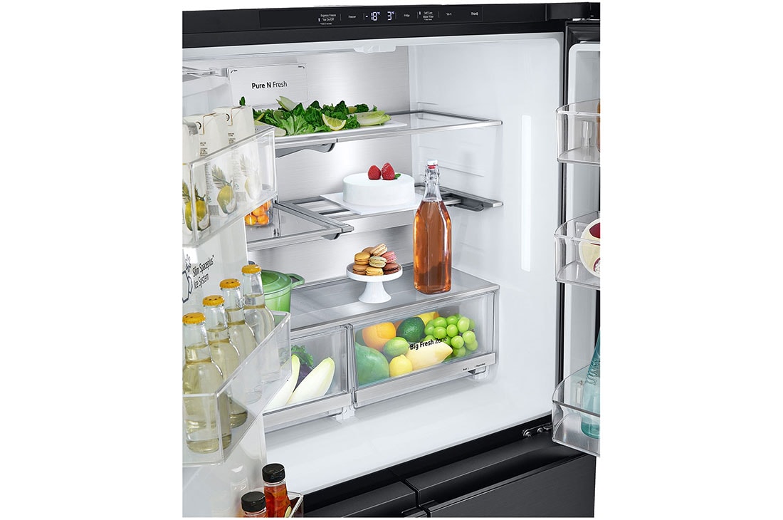 LG InstaView Side by side külgkülmik | 1.79m | 508L | Must | E-klass | DoorCooling | Pure N Fresh |, Drawer without food, GMG861EPAE, thumbnail 13