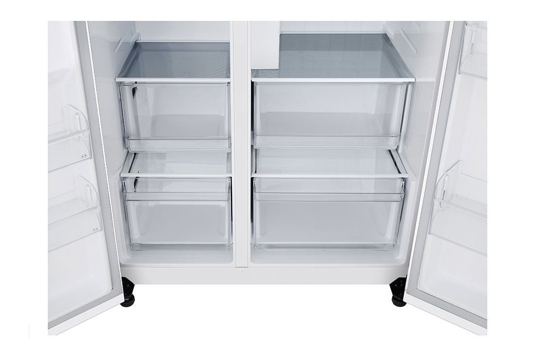 LG Side-by-Side külmikud | kõrgus 1.79m | laius 92.2cm | 638L | Valge | E klass | Express Cool , Vasakpoolne perspektiiv, GSLC40SWPE, thumbnail 10