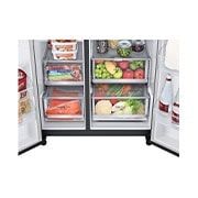LG Side-by-Side külmikud | kõrgus 1.79m | laius 92.8cm | 628L | Must | D klass | DoorCooling+™| InstaView™, sahtli vaade, GSXE90EVDD, thumbnail 6