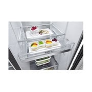 LG Side-by-Side külmikud | kõrgus 1.79m | laius 92.8cm | 628L | Must | D klass | DoorCooling+™| InstaView™, kasti vaade, GSXE90EVDD, thumbnail 9