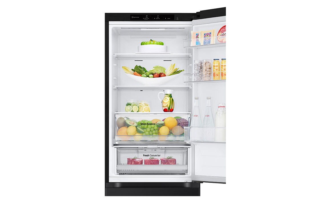 LG külmik sügavkülmikuga põhjas | 1.86m | 344L | Must | E klass | DoorCooling+™ | Fresh Converter™, Vasak küljevaade (toiduta, avatud uks), GBV3100EEP, thumbnail 5