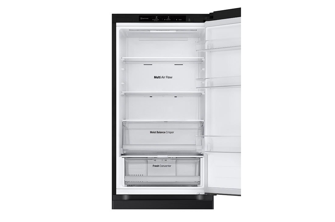 LG külmik sügavkülmikuga põhjas | 1.86m | 344L | Must | E klass | DoorCooling+™ | Fresh Converter™, Vasak küljevaade (toiduta, avatud uks), GBV3100EEP, thumbnail 7