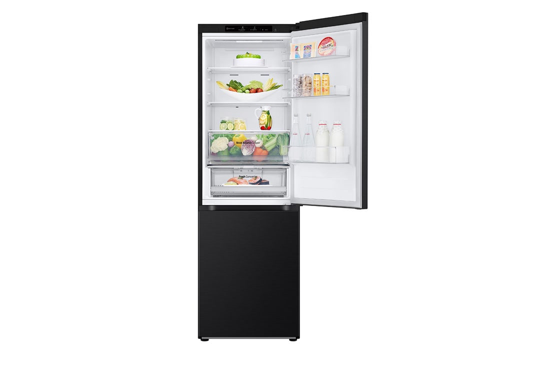 LG külmik sügavkülmikuga põhjas | 1.86m | 344L | Must | E klass | DoorCooling+™ | Fresh Converter™, Vasak küljevaade (toiduta, avatud uks), GBV3100EEP, thumbnail 4