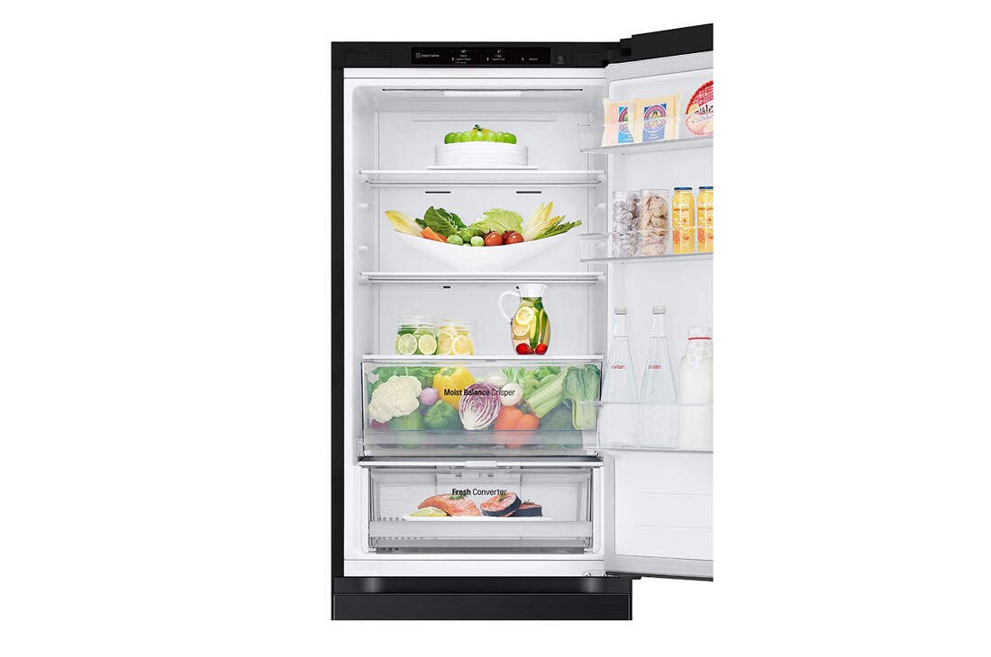 LG külmik sügavkülmikuga põhjas | 1.86m | 344L | Must | E klass | DoorCooling+™ | Fresh Converter™, Vasak küljevaade (toiduta, avatud uks), GBV3100EEP, thumbnail 6