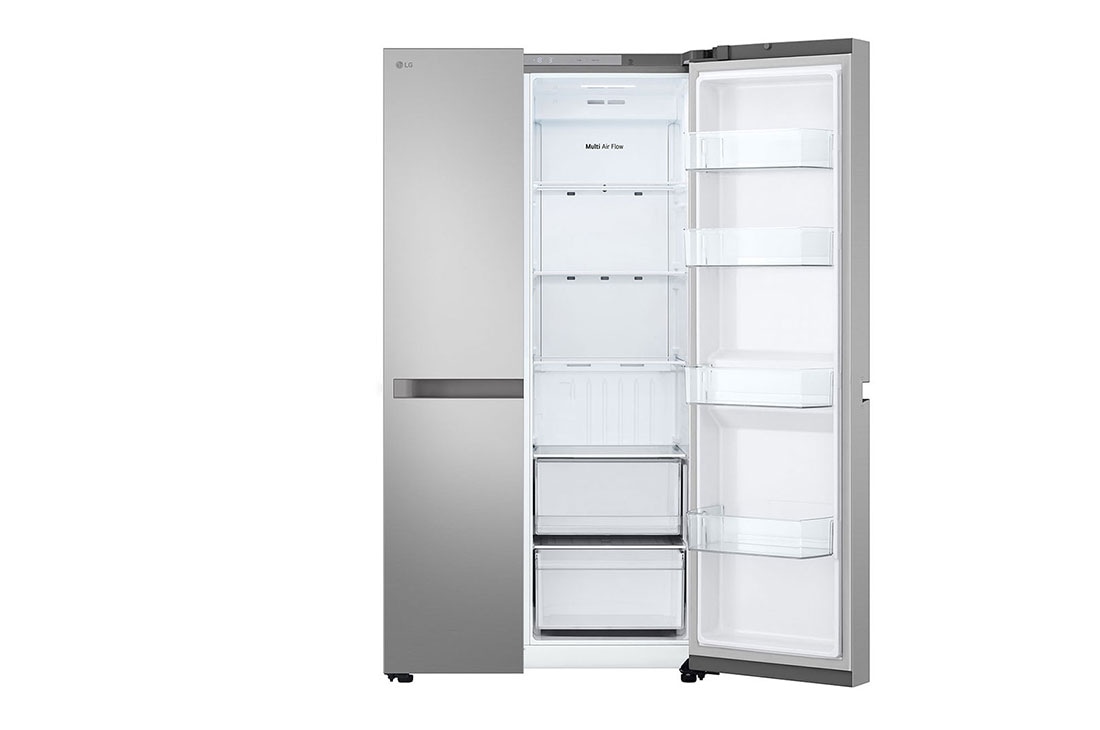 LG Side-by-Side külmikud | kõrgus 1.79m | laius 91.3cm | 664L | Hõbedane | E klass | Express Cool , front open without food, GSBC40PYPE, thumbnail 5