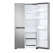 LG Side-by-Side külmikud | kõrgus 1.79m | laius 91.3cm | 664L | Hõbedane | E klass | Express Cool , front open without food, GSBC40PYPE, thumbnail 5