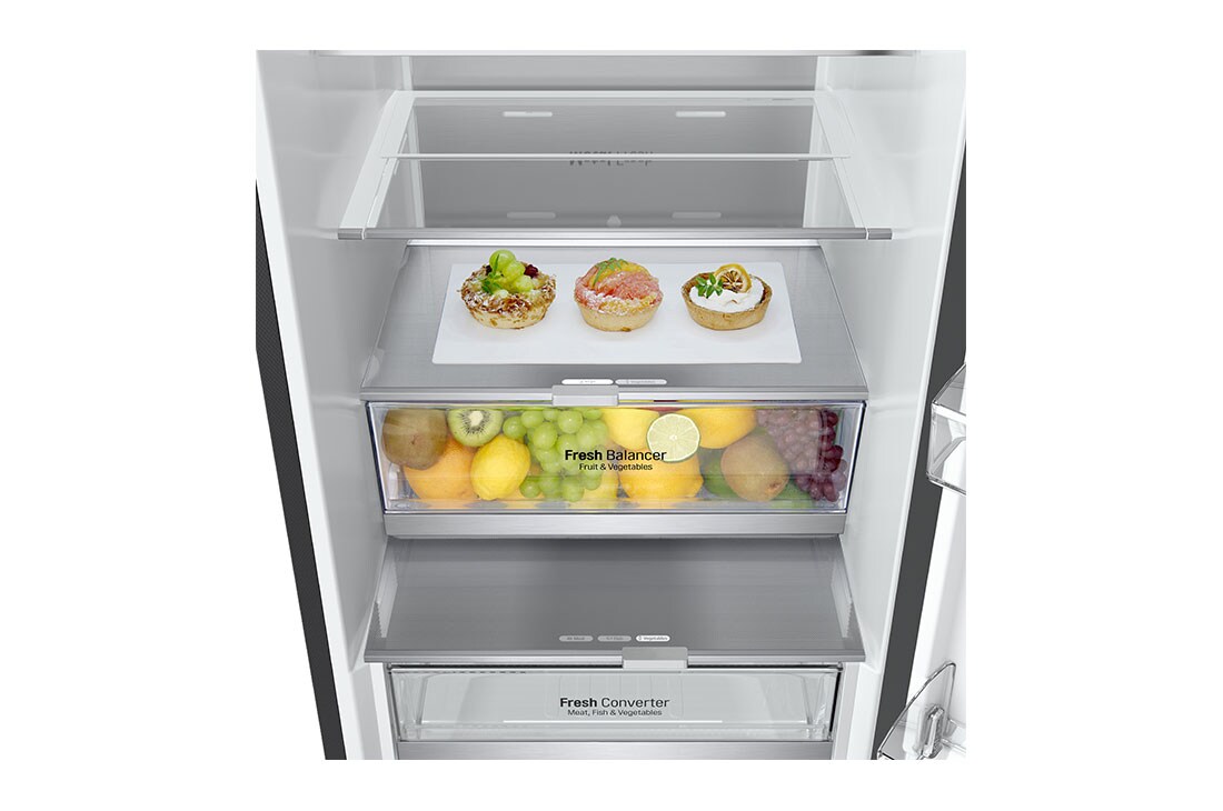 LG 334 L Bottom Freezer, must klaas, LinearCooling™, DoorCooling+ ™, FRESHConverter™, GBB72BM9CQ1, thumbnail 6