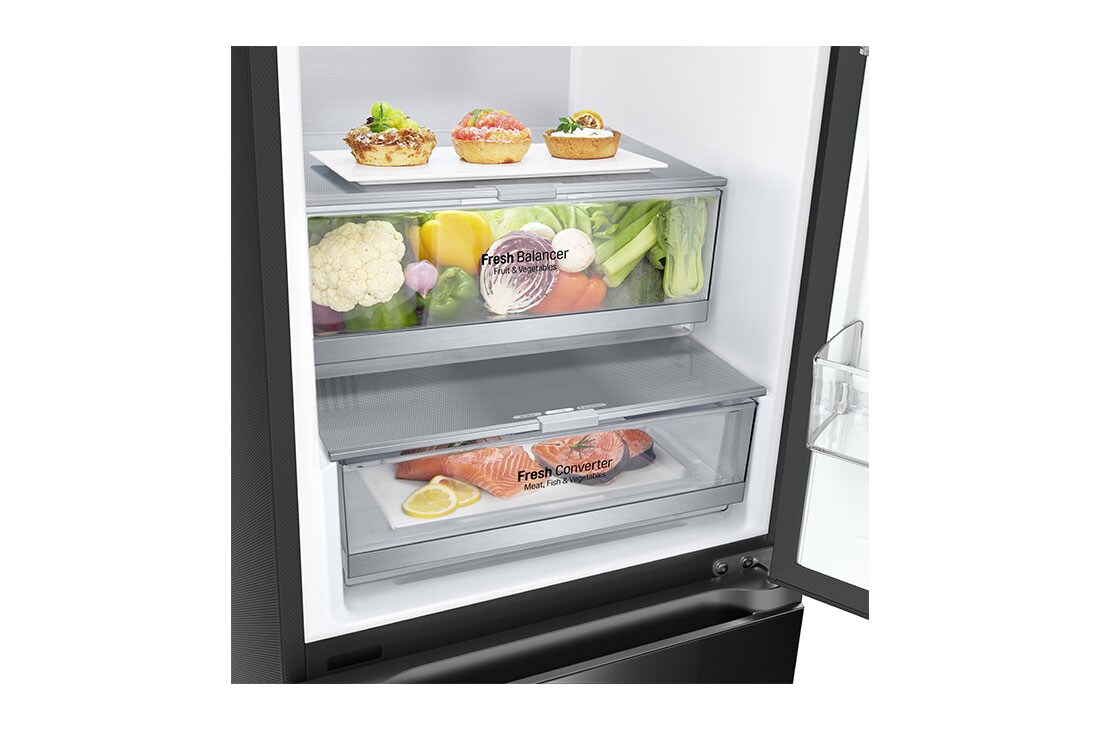 LG 334 L Bottom Freezer, must klaas, LinearCooling™, DoorCooling+ ™, FRESHConverter™, GBB72BM9CQ1, thumbnail 10