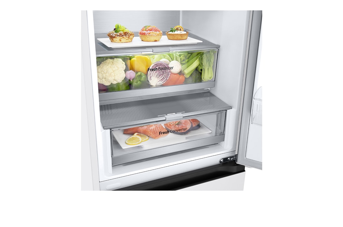 LG külmik sügavkülmikuga põhjas | 2.03m | 387L | Valge | E klass | DoorCooling+™ | Fresh Converter™, drawer_food, GBV7270ESW, thumbnail 4