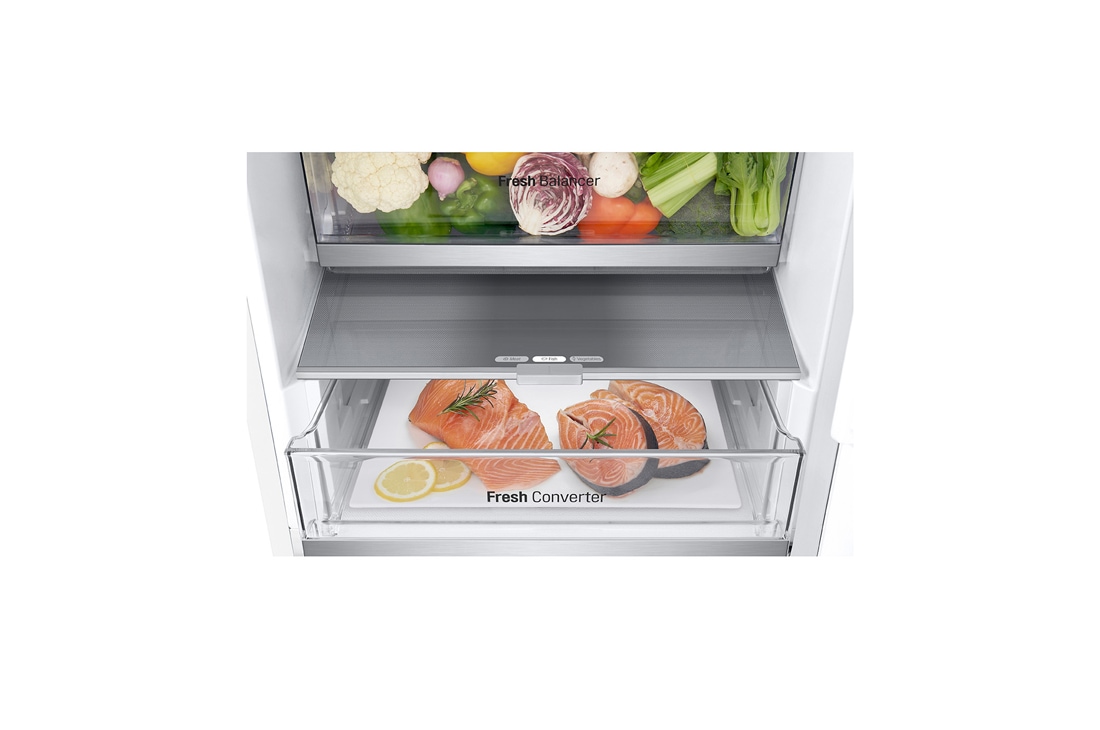 LG külmik sügavkülmikuga põhjas | 2.03m | 387L | Valge | E klass | DoorCooling+™ | Fresh Converter™, bottom drawer1, GBV7270ESW, thumbnail 8
