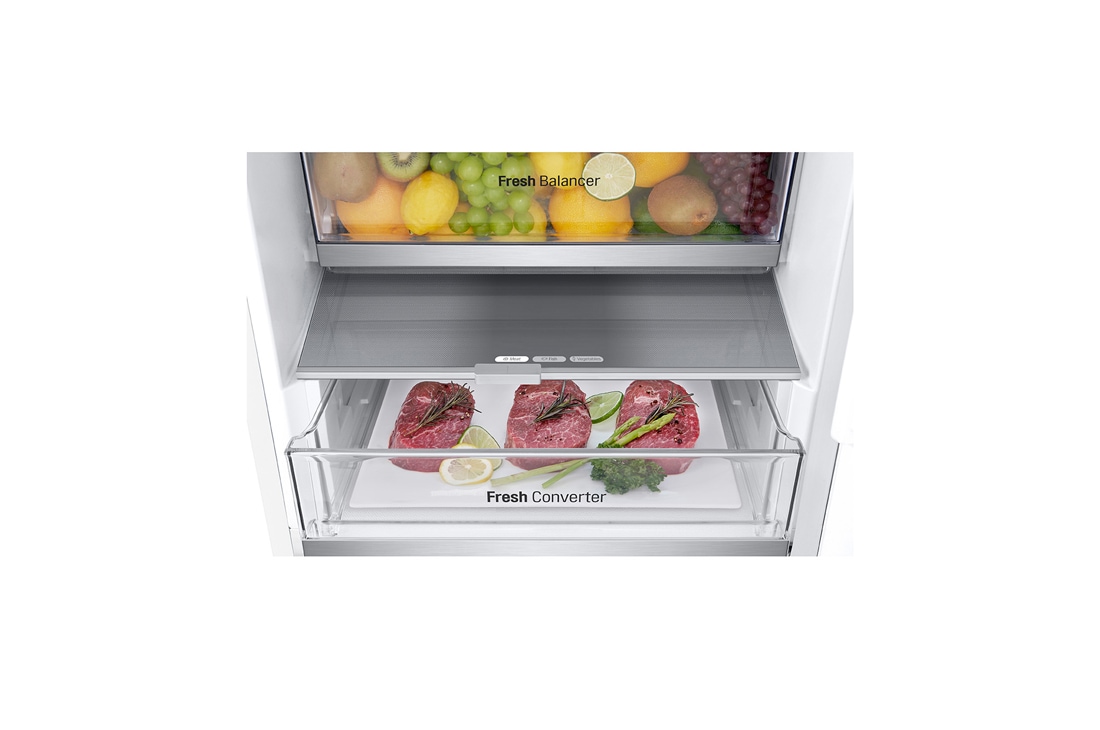 LG külmik sügavkülmikuga põhjas | 2.03m | 387L | Valge | E klass | DoorCooling+™ | Fresh Converter™, bottom drawer2, GBV7270ESW, thumbnail 9