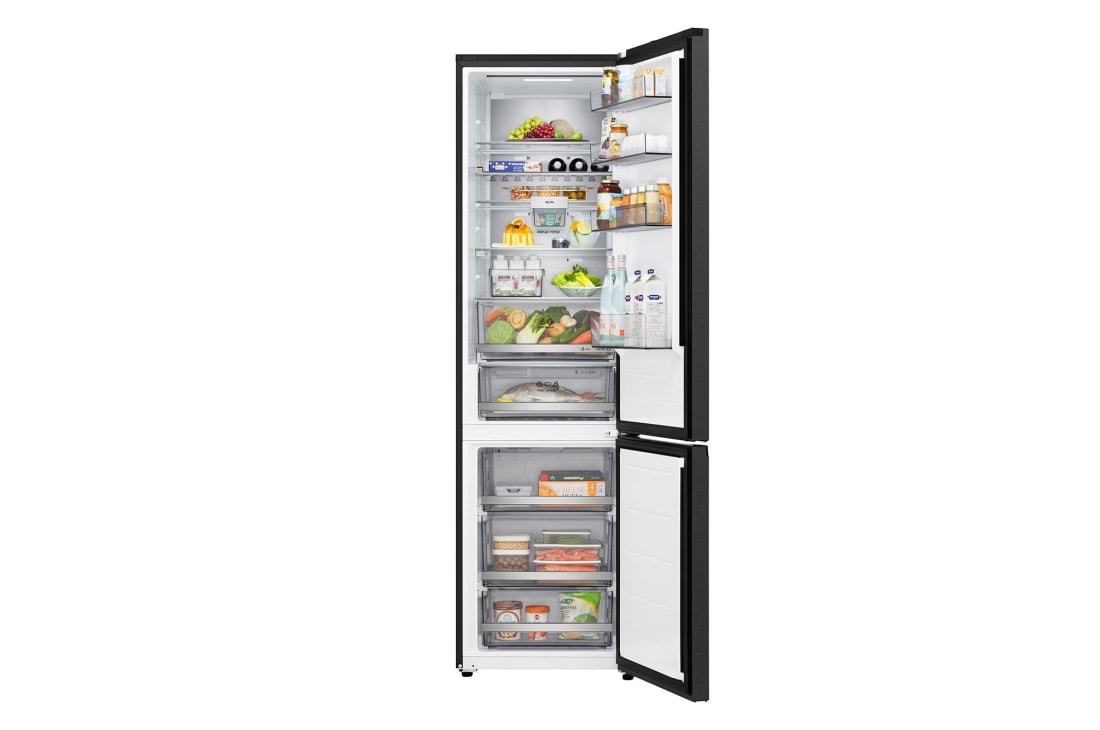 LG külmik sügavkülmikuga põhjas | 2.03m | 375L | Must | C klass | DoorCooling+™ | Fresh Converter+™, front open, GBBS726CEV, thumbnail 2