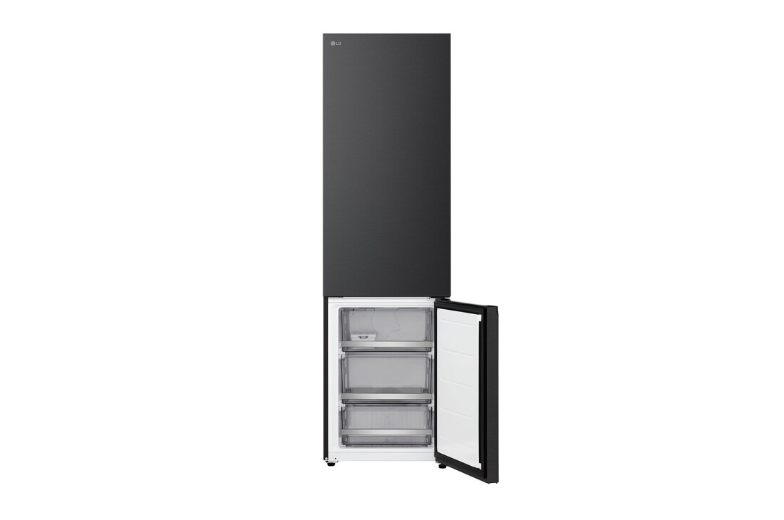LG külmik sügavkülmikuga põhjas | 2.03m | 375L | Hõbedane | B klass | DoorCooling+™ | Fresh Converter+™, LG külmik-sügavkülmiku lähivaade veiniriiulist, milles on neli pudelit ja makroonikarp; riiuli disain on toodud esile suurendatud ringikujulisel pildil, GBBS726BPY, thumbnail 6