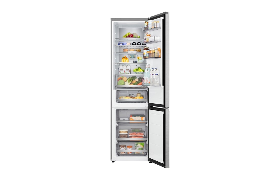 LG külmik sügavkülmikuga põhjas | 2.03m | 375L | Hõbedane | C klass | DoorCooling+™ | Fresh Converter+™, front open, GBBS726CMB, thumbnail 2