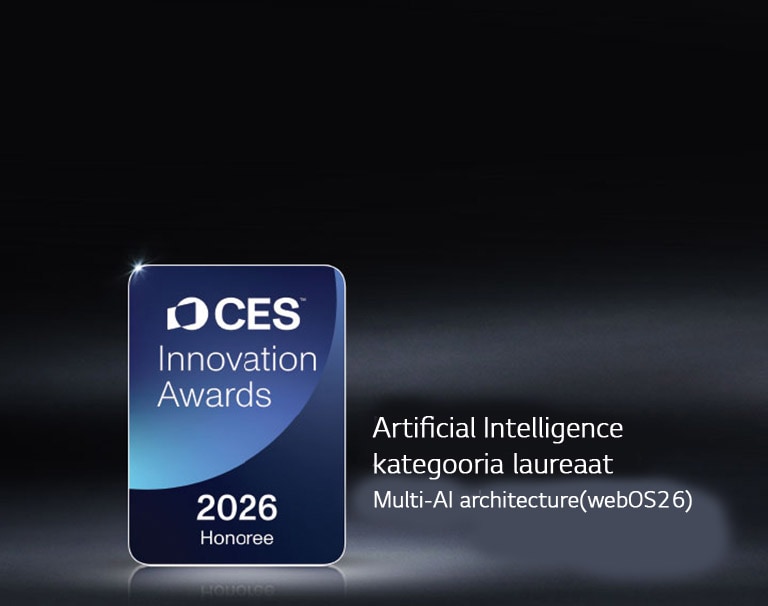 CES Innovation Awards 2026 Honoree märk on kuvatud tumedal taustal. Multi-AI Architecture on tunnustatud tehisintellekti kategoorias.	