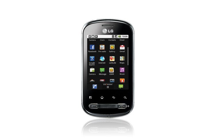 LG 2.8 tolli ekraan, Android operatsioonisüsteem, 600 MHz protsessor, 3MP kaamera, Wi-Fi, A-GPS navigeerimine, P350