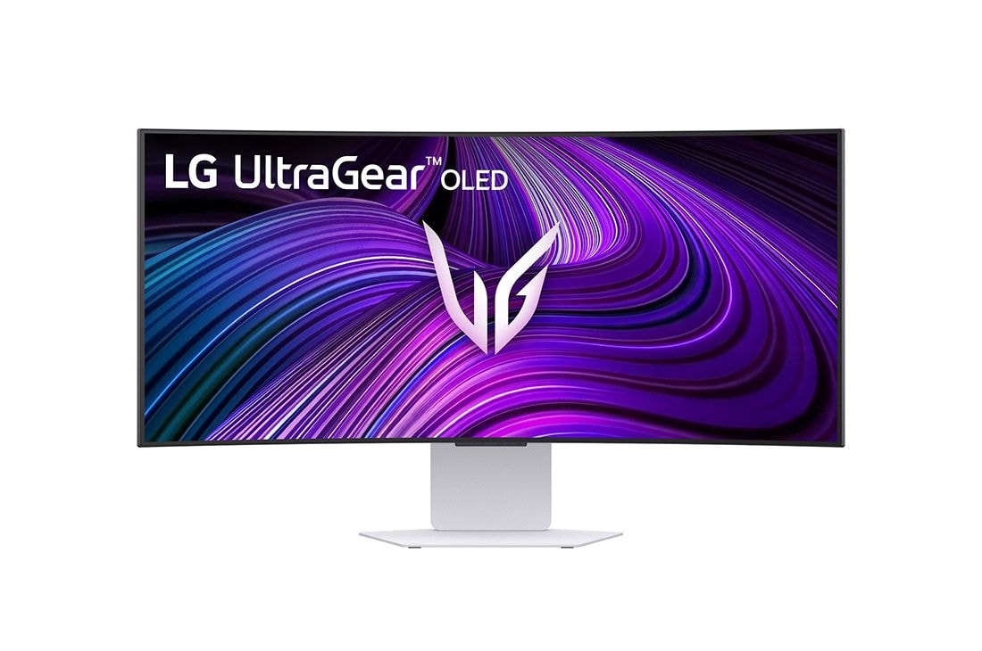 LG UltraGear™ 34-tolline OLED 240Hz WQHD kumer nutikas mängumonitor | webOS, 0.03ms (GtG), 240Hz, DisplayHDR True Black 400, monitori esivaade alla lastud alusega, 34GX90SA-W, thumbnail 4